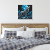 Wolf die voor de volle maan staat | AI-art Canvas Afdruk (Insitu (Slaapkamer))