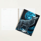 Wolf die voor de volle maan staat | AI-kunst Planner (Display)