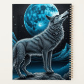 Wolf die voor de volle maan staat | AI-kunst Planner (Achterkant)
