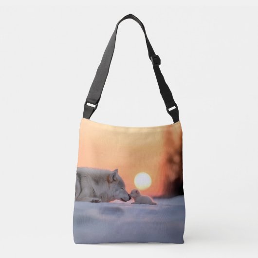 Wolf Dier Liefdevol Portret Crossbody Tas (Voorkant)