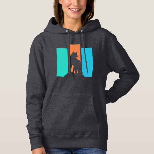 Wolf Dier Silhouet Buiten Natuur Hoodie (Voorkant)