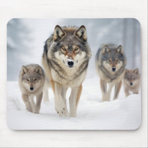 Wolf Dierenfamilie Wandering Natuur Uit Muismat