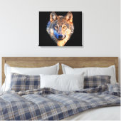 Wolf dierengezicht. Scale grijze wolf Canvas Afdruk (Insitu (Slaapkamer))