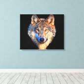 Wolf dierengezicht. Scale grijze wolf Canvas Afdruk (Insitu (Houten vloer))