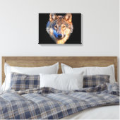 Wolf dierengezicht. Scale grijze wolf Canvas Afdruk (Insitu (Slaapkamer))