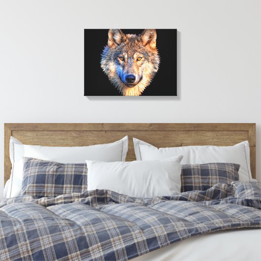 Wolf dierengezicht. Scale grijze wolf Canvas Afdruk (Insitu (Slaapkamer))