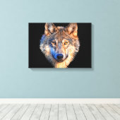 Wolf dierengezicht. Scale grijze wolf Canvas Afdruk (Insitu (Houten vloer))