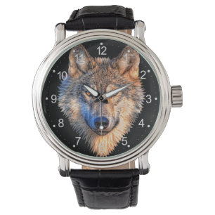 Wolf dierengezicht. Scale grijze wolf Horloge