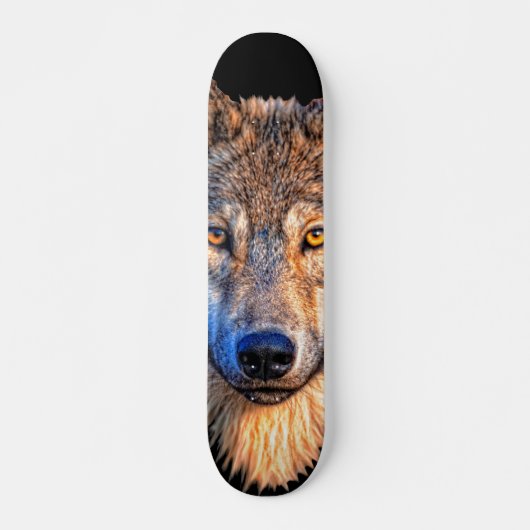 Wolf dierengezicht. Scale grijze wolf Persoonlijk Skateboard (Voorkant)