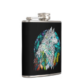 Wolf Dierenportret Glas in lood Wildlife Forest Heupfles (Rechts)