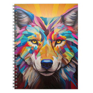 Wolf Dierenportret Kleurrijk Schilderij Notitieboek