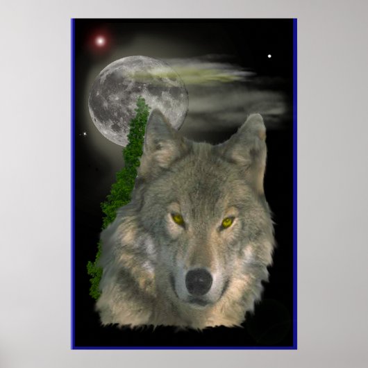Wolf digitale kunst poster (Voorkant)