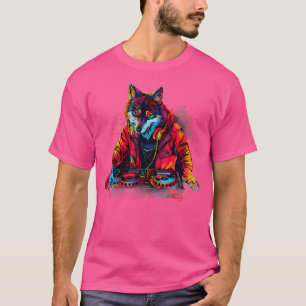Wolf DJ Dance Music Producer EDM Platenspeler DJ W T-shirt