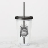 Wolf Dog Motorcycle Rider Acryl Drinkbeker (Voorkant)