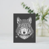 Wolf Dog Motorcycle Rider Briefkaart (Staand voorkant)
