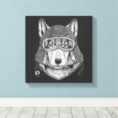 Wolf Dog Motorcycle Rider Canvas Afdruk (Insitu (Houten vloer))