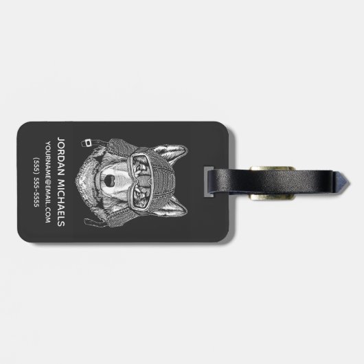 Wolf Dog Motorcycle Rider | Jouw namen toevoegen Bagagelabel (Achterkant horizontaal)