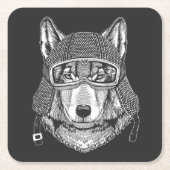 Wolf Dog Motorcycle Rider Kartonnen Onderzetters (Voorkant)