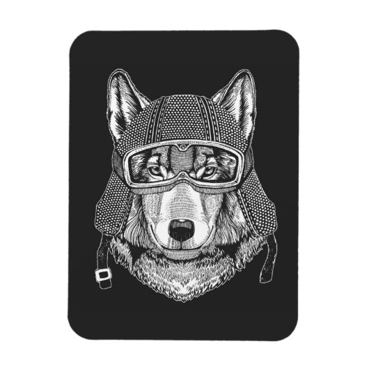 Wolf Dog Motorcycle Rider Magneet (Verticaal)