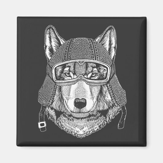 Wolf Dog Motorcycle Rider Magneet (Voorkant)