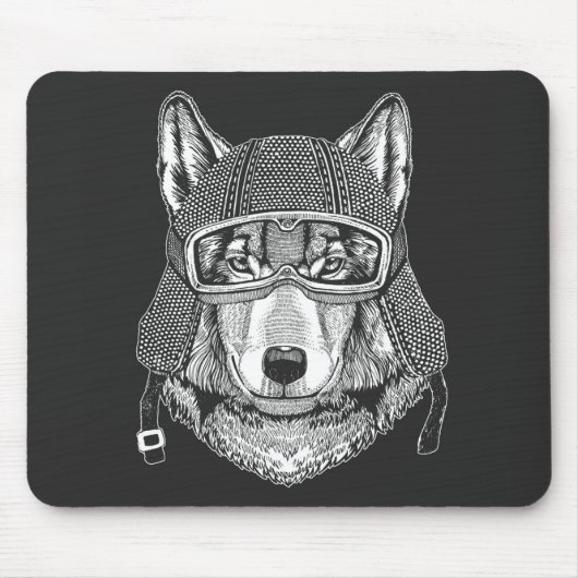 Wolf Dog Motorcycle Rider Muismat (Voorkant)