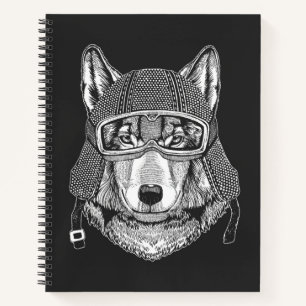 Wolf Dog Motorcycle Rider Notitieboek