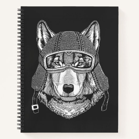 Wolf Dog Motorcycle Rider Notitieboek (Voorkant)