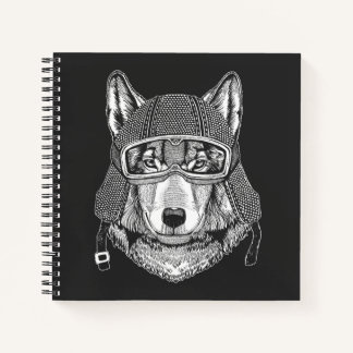 Wolf Dog Motorcycle Rider Notitieboek