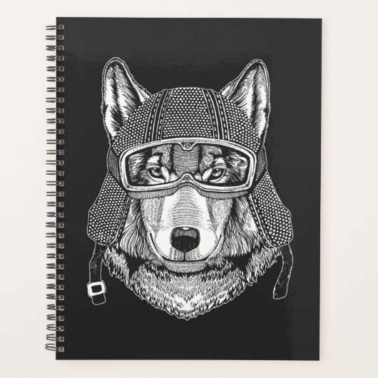 Wolf Dog Motorcycle Rider Planner (Voorkant)