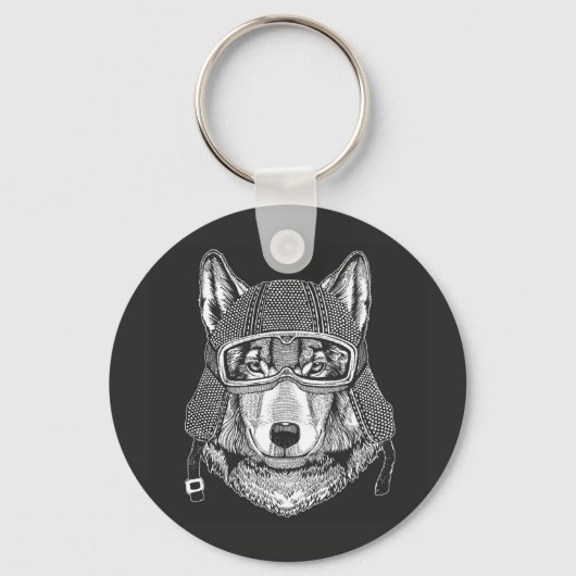 Wolf Dog Motorcycle Rider Sleutelhanger (Voorkant)