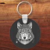 Wolf Dog Motorcycle Rider Sleutelhanger (Voorkant)