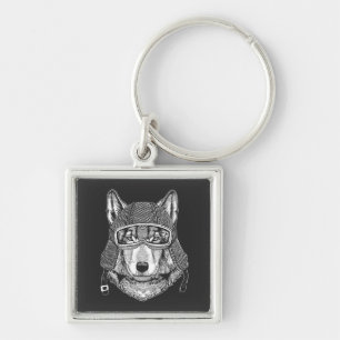 Wolf Dog Motorcycle Rider Sleutelhanger