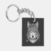 Wolf Dog Motorcycle Rider Sleutelhanger (Voorkant Links)