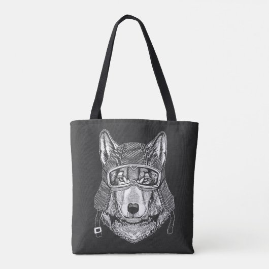 Wolf Dog Motorcycle Rider Tote Bag (Achterkant)