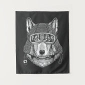 Wolf Dog Motorcycle Rider Wandkleed (Voorkant)