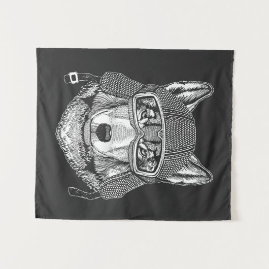 Wolf Dog Motorcycle Rider Wandkleed (Voorkant (horizontaal))