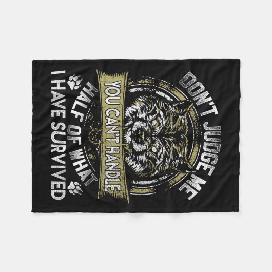 Wolf Dont Judge Me You Cant Handle  Fleece Deken (Voorkant (Horizontaal))