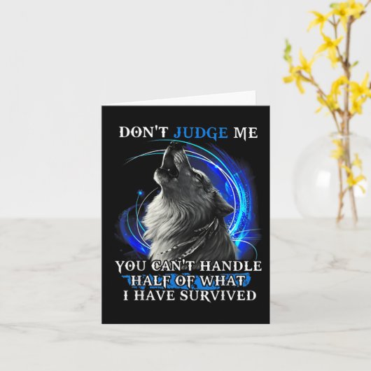 Wolf Don't Judge Me You Can't Handle Half  Kaart (Gele Bloem)