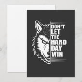 Wolf Don't Let The Hard Day Win Quote Art Feestdagenkaart (Voorkant / Achterkant)