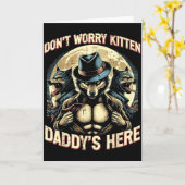 Wolf Dont Worry Kitten Daddys Here Meme Cringe Men Kaart (Gele Bloem)