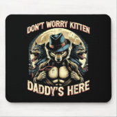Wolf Dont Worry Kitten Daddys Here Meme Cringe Men Muismat (Voorkant)