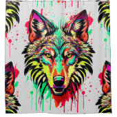 Wolf douchegordijn | Kleurrijke Wolf Head (Voorkant)