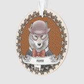 Wolf draagt een bril ornament (voorkant)