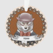 Wolf draagt een bril ornament (voorkant)