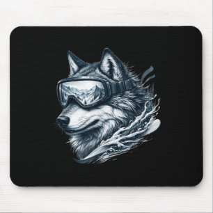 Wolf draagt ski-bril Wolf skiën Muismat