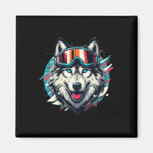 Wolf draagt skibril Wolf Skiën Geliefden Magneet