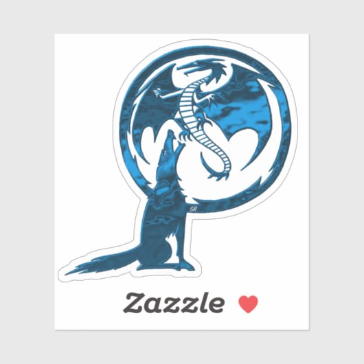 Wolf & Dragon blauw contour sticker (Vel)