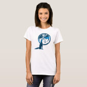 Wolf & Dragon blauw vrouwen wit t-shirt (Voorkant volledig)