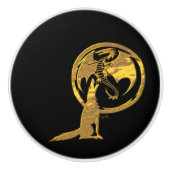 Wolf & Dragon Gold zwarte keramische knop (Voorkant)