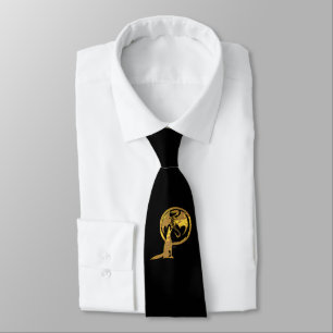 Wolf & Dragon Gold zwarte stropdas (tweezijdig)